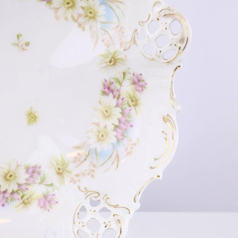 Vintage BRC Moliere Germany Reticulated Floral Porcelain Centerpiece Bowl 10